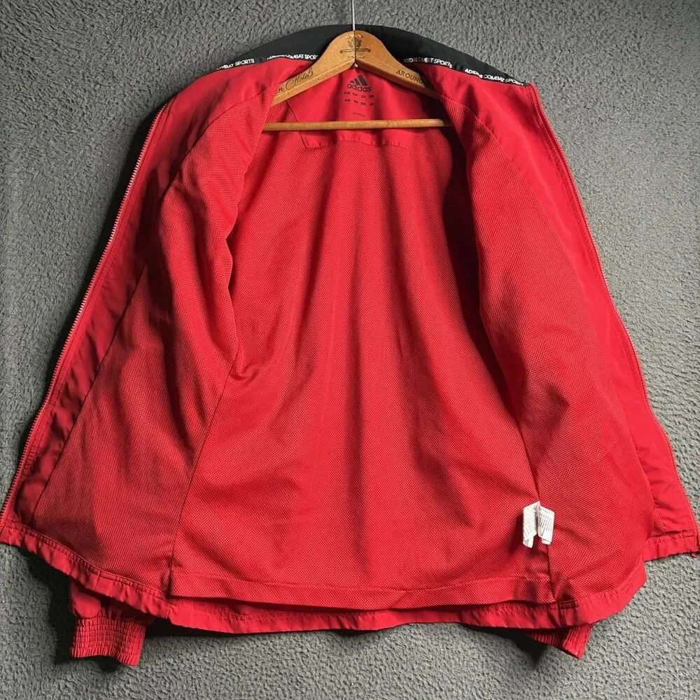 Adidas Track Jacket Mens Small Red Morocco Soccer National Team Full Zip